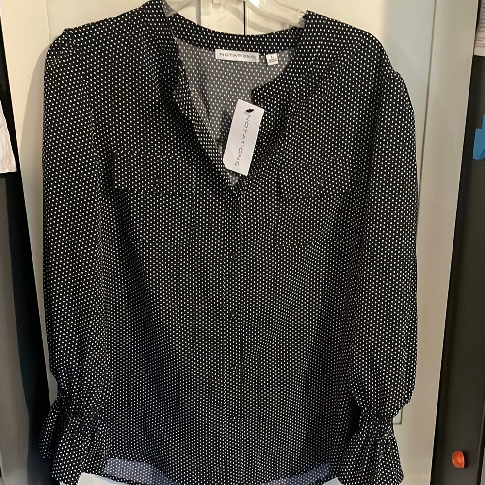 Notations Black and White Polka Dot Top